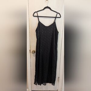 Andree by unit black with silver stars Spaghetti Strap Dress, size large